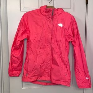 Girls Neon Pink North Face Rain Jacket